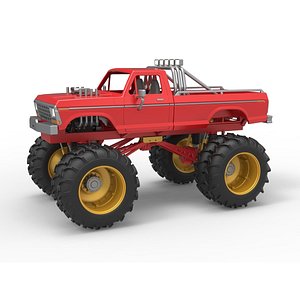 Vintage Monster Truck with double wheels Scale 1 to 25 model