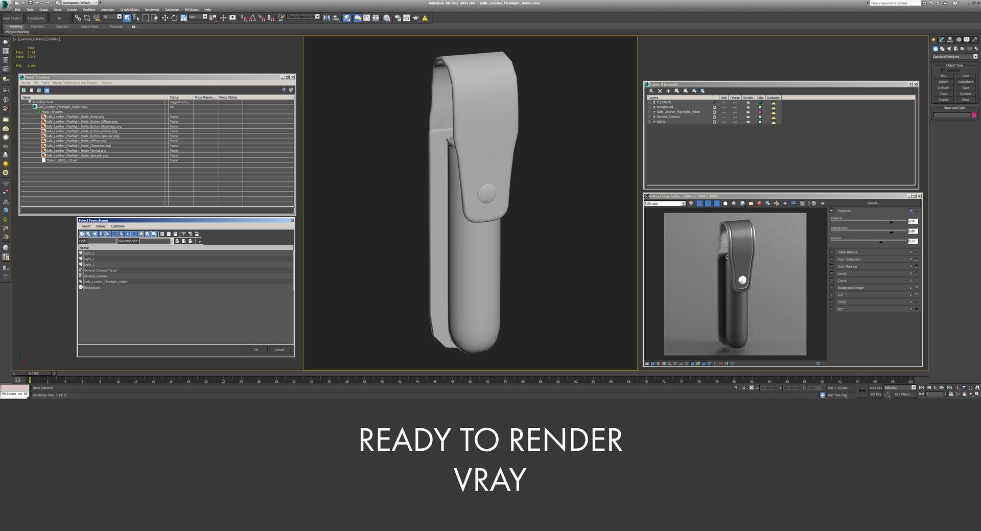 Galls leather flashlight holder model TurboSquid 1371876