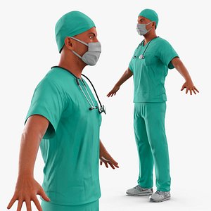 Male Surgeon Character Green T Pose