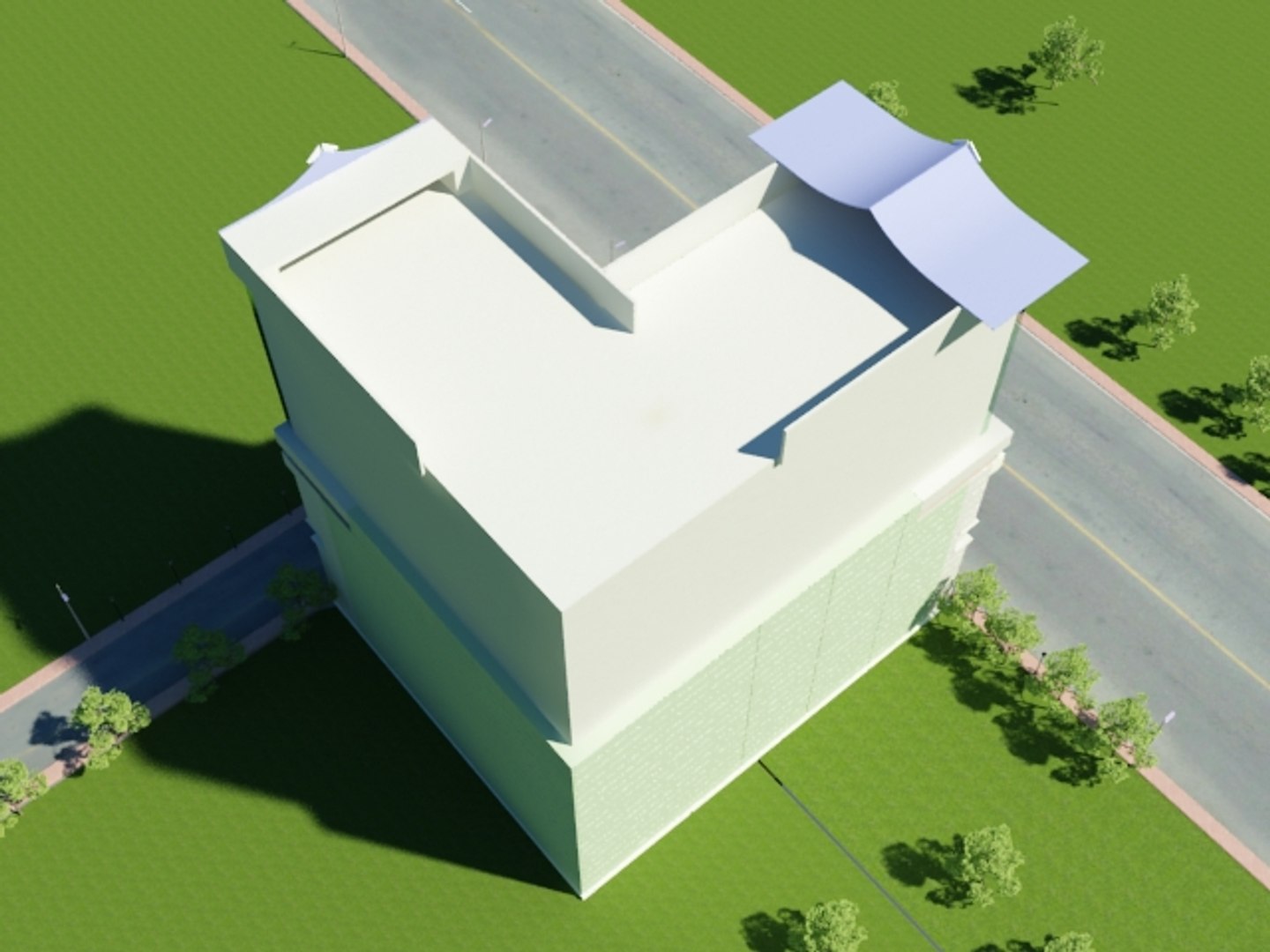 3d rise building exterior model