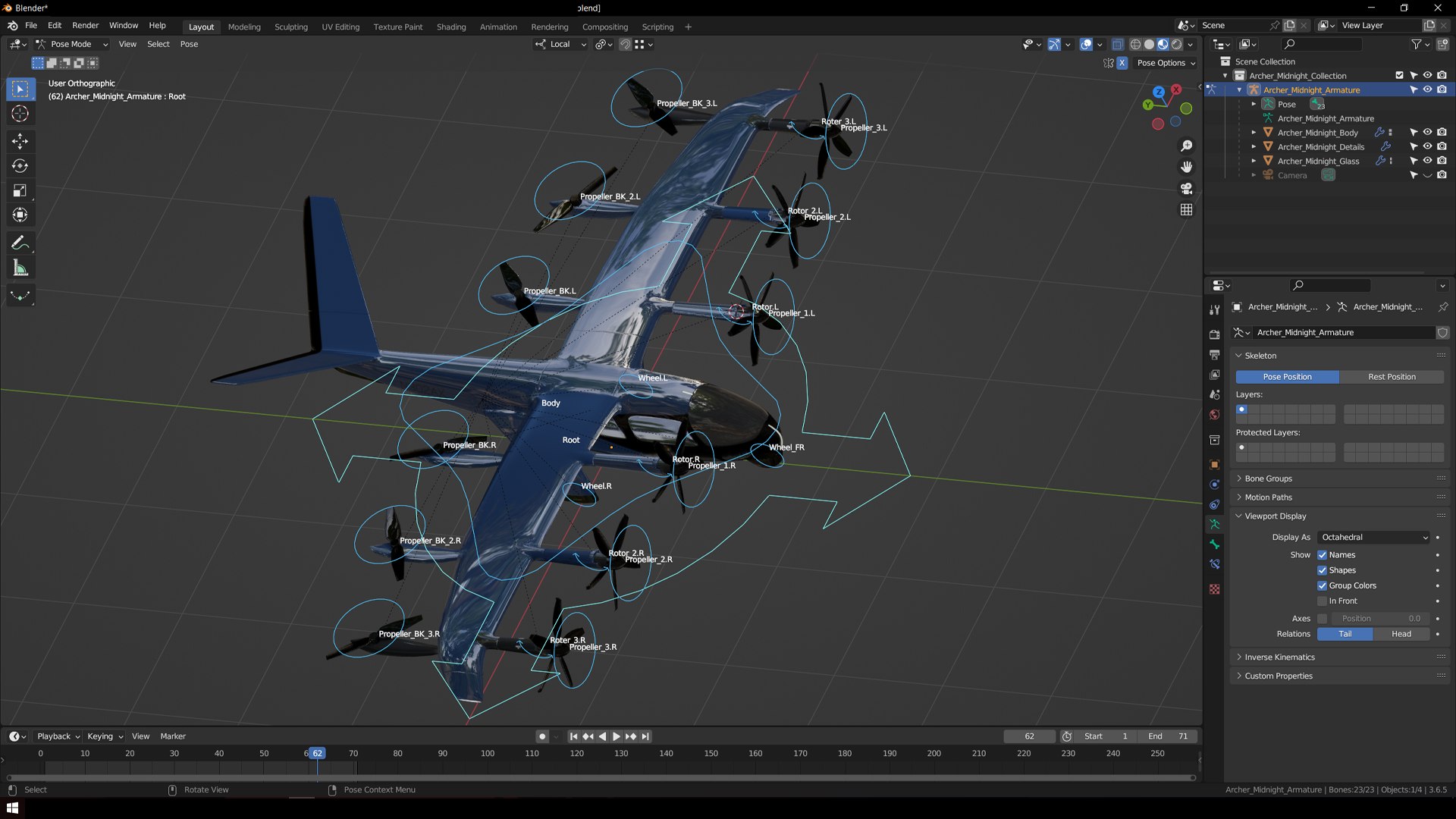 3D Flying Vehicle Archer Midnight EVTOL Rigged PBR - TurboSquid 2147912