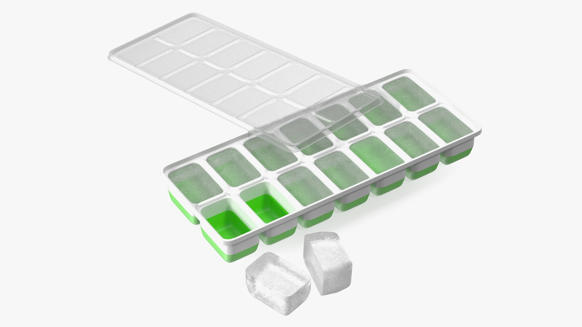 Ice Cube Mold filled with Ice Green 3D model preview