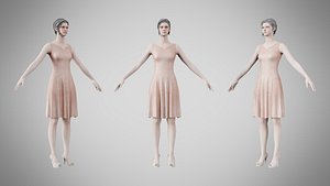 Dress 36 Ivory Blush Velvet 3D model