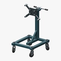 Workshop Engine Stand with Bored Mounting Arms and Detailed Casters