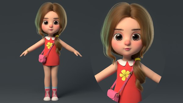 3D Cartoon Girl Cute model