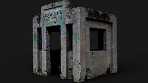 destroyed bunker concrete guard box PBR photogrammetry 3D model