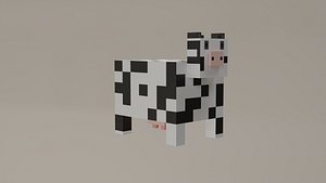 Voxel Low Polly Animal Cow 3D