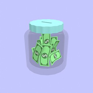 3D Tip Jar with Money model