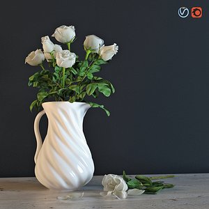 White roses in a jug