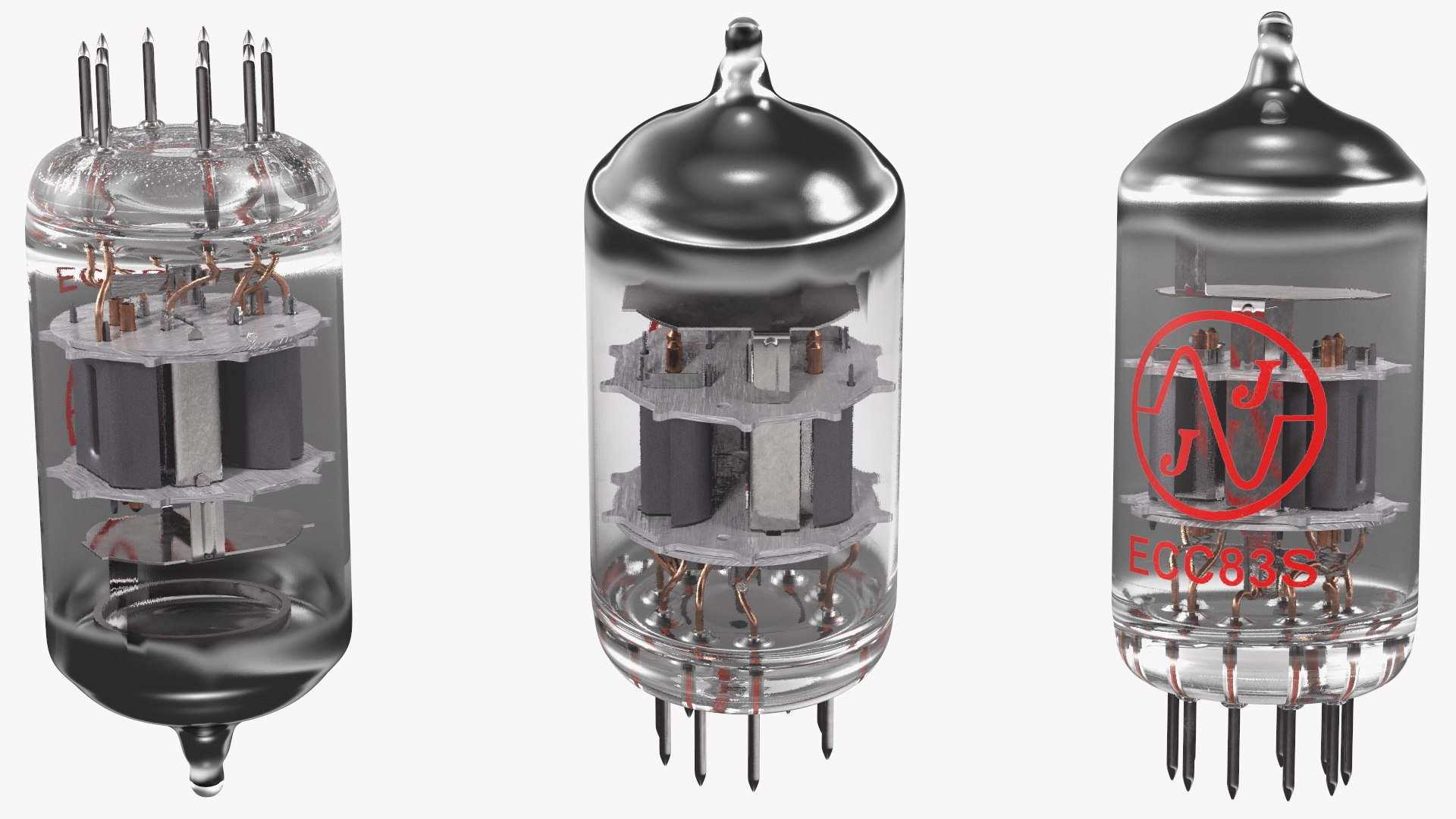 Vacuum Tube ECC83S 12AX7 3D model for industrial visualization, technical presentation, simulation, product rendering, and animation
