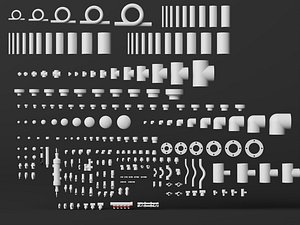 Pipe Fitting Connector Valve Parts 3D Model Pack