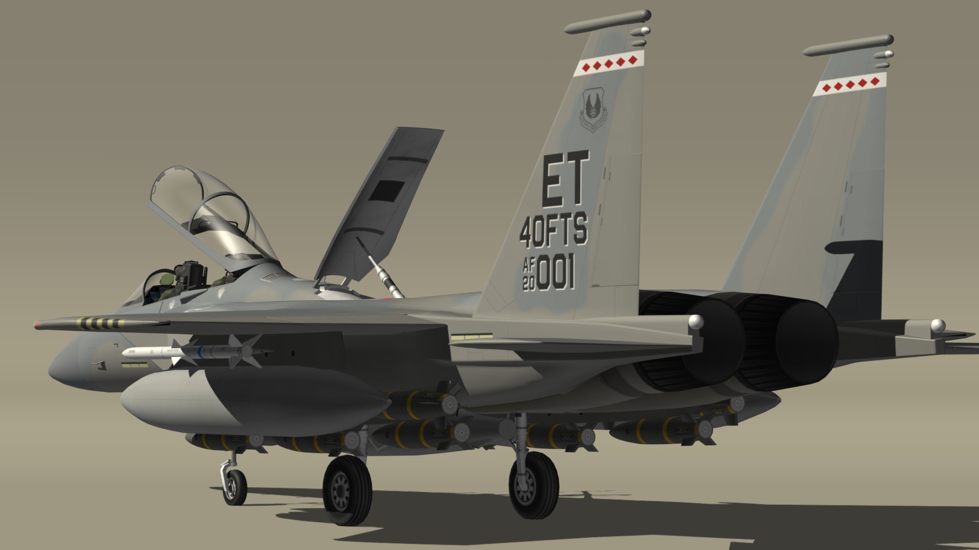 Boeing F15EX Eagle II model https://p.turbosquid.com/ts-thumb/fs/h7p4WQ/S3/f15expr19/jpg/1634799062/1920x1080/fit_q87/19b9b9ad8a229464a3f671930f378da5a15beb0e/f15expr19.jpg
