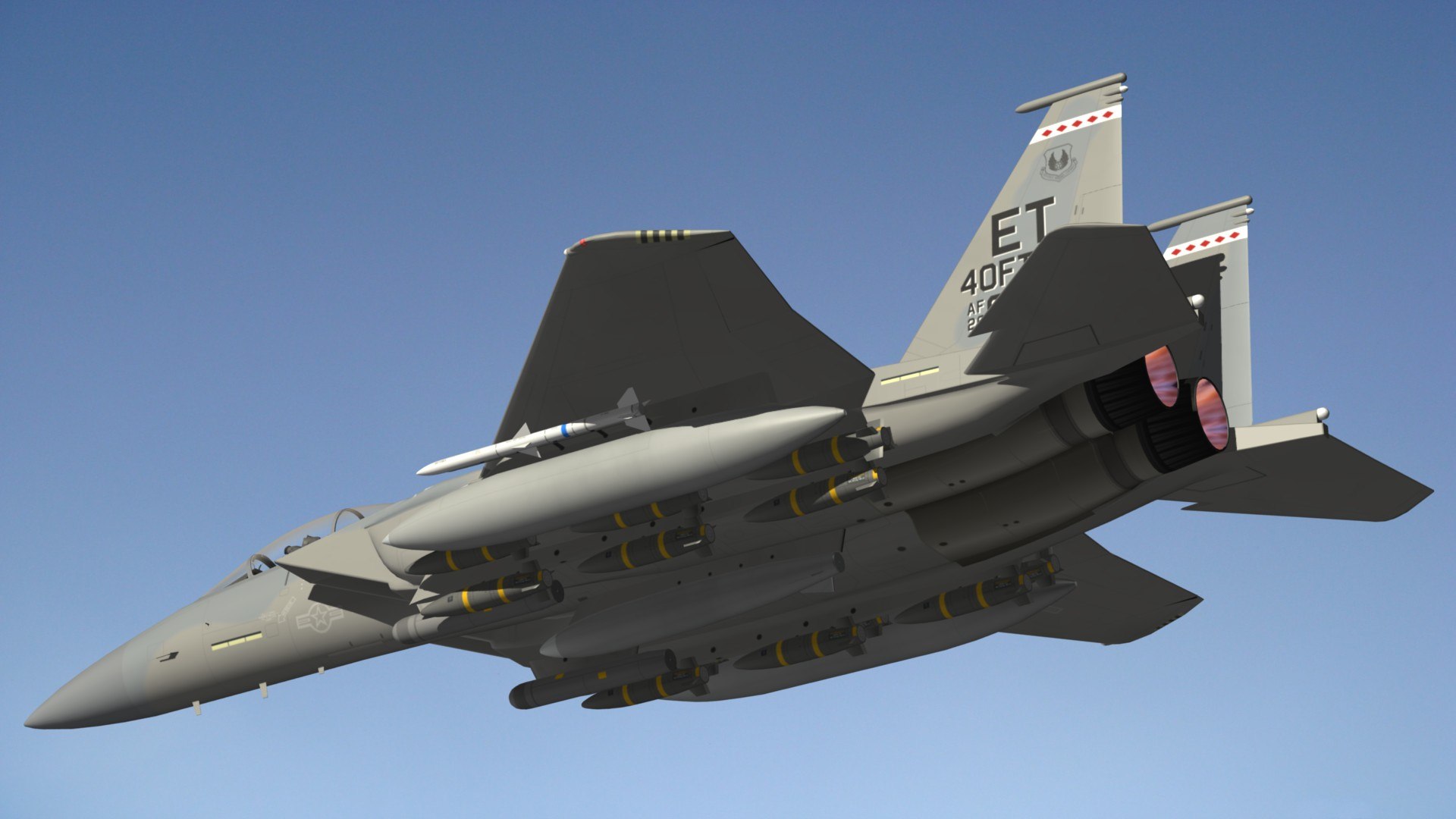 Boeing F15EX Eagle II model https://p.turbosquid.com/ts-thumb/fs/h7p4WQ/wH/f15expr4/jpg/1634799023/1920x1080/fit_q87/d73a0f1d95858e7bf4b6aafd11b04f410e5e8b17/f15expr4.jpg