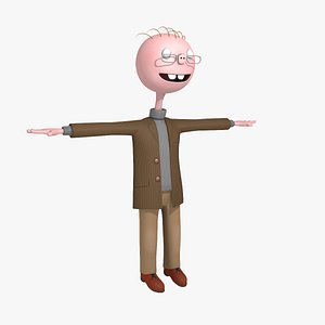 3D model funny cartoon professor
