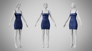 Dress 52 Midnight Blue Velvet 3D model