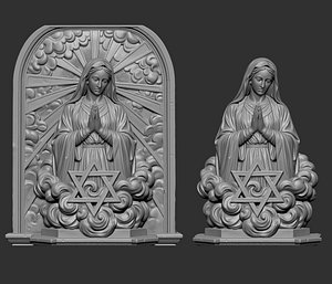 3D digital sculpture render of the Virgin Mary