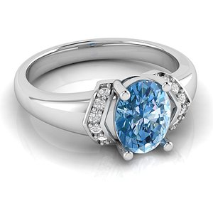female ring oval gem 3D model