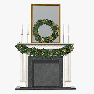 Christmas Fireplace Mantel 3D model