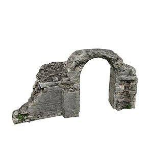 ruined arched wall 04 3D model
