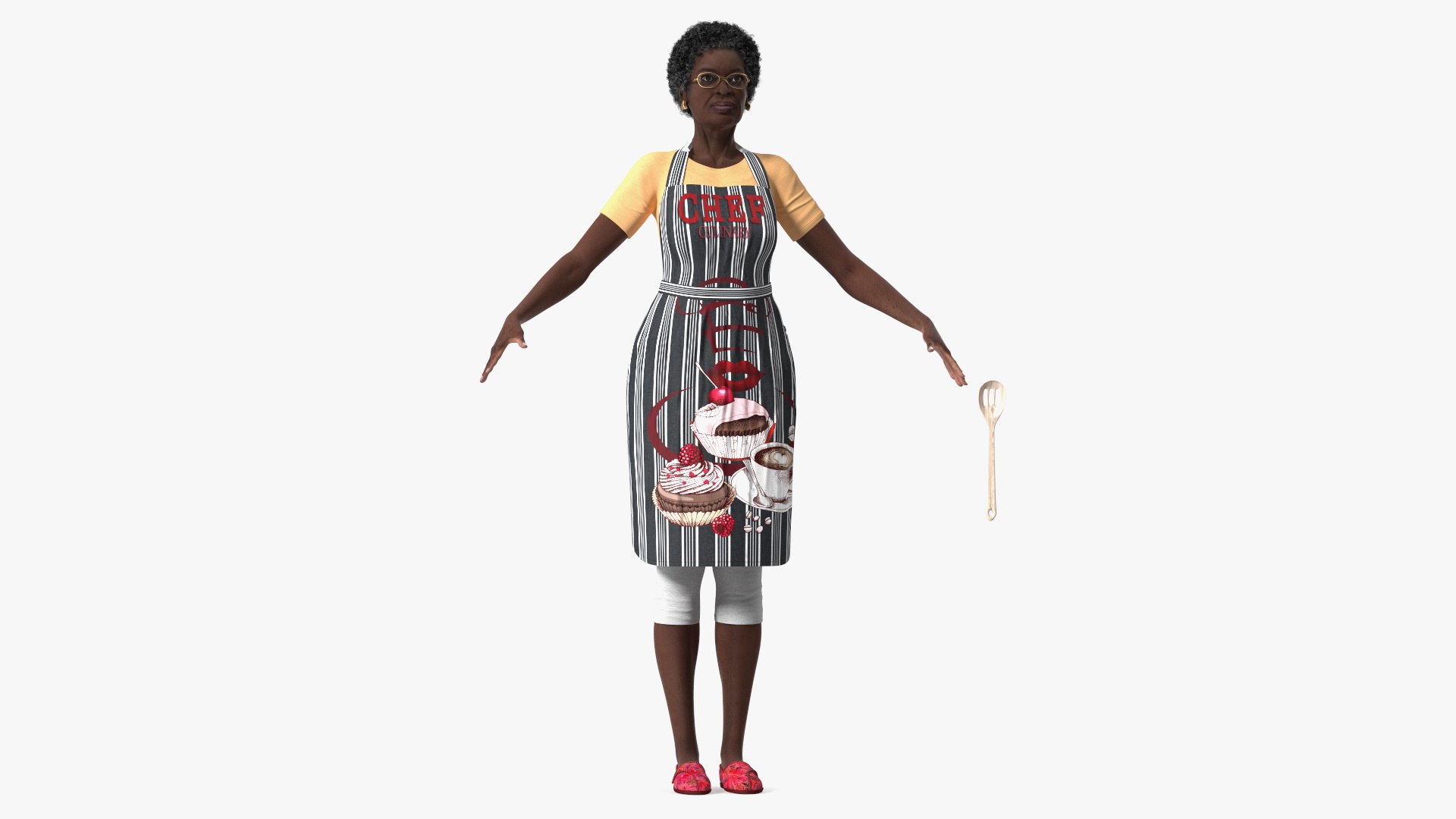 Afro American Woman Kitchen Style Rigged 3D model preview