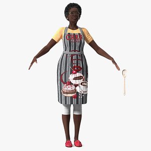 Afro American Woman Kitchen Style Rigged 3D model