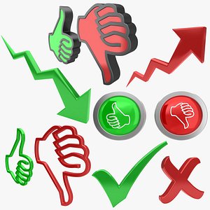 3D thumbs trend arrow model