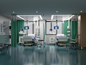 Hospital Patient Room Medical Interior PBR Game Ready model