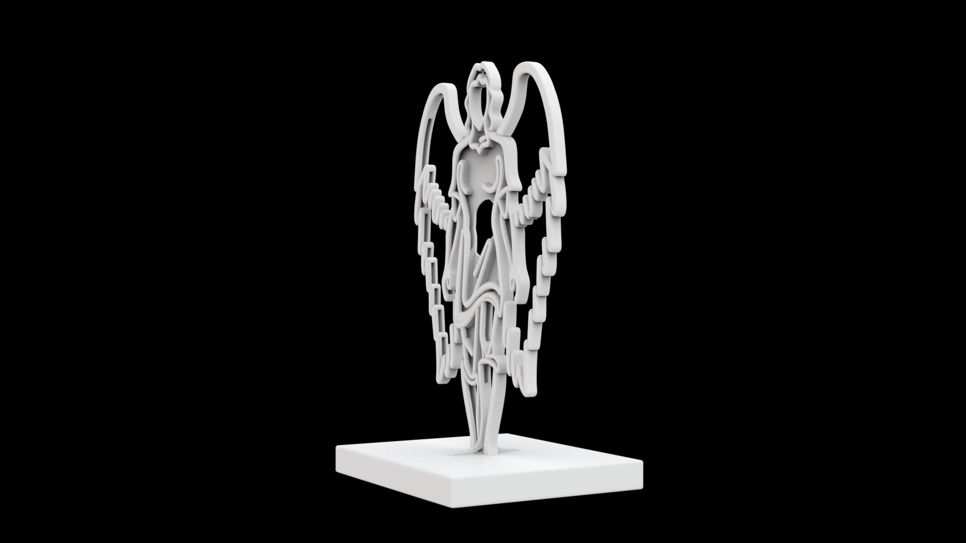 3D Winged Outline Archangel Minimal Line Sculpture 3D Model Model ...