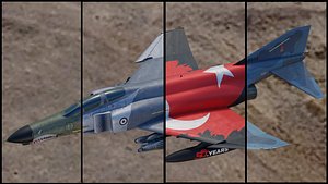 F-4 Phantom 2 - Multiple Textures-Fully Rigged-Changeble Decal-Text 3D model