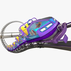 Animated Roller Coaster Train 3D model