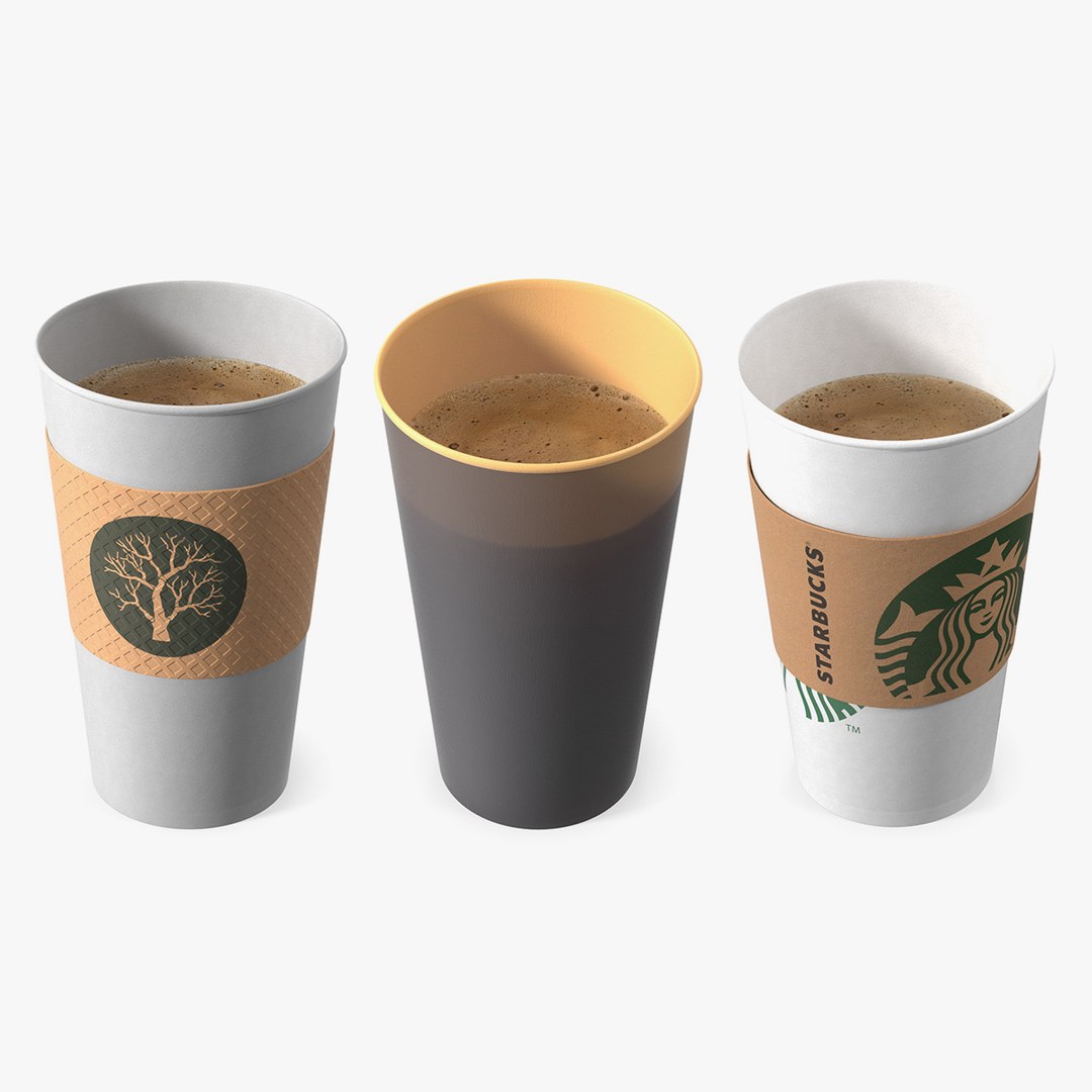 Paper Cups with Coffee Collection 3D model preview