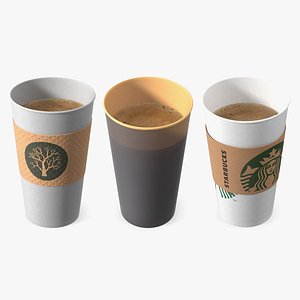 3D model Paper Cups with Coffee Collection
