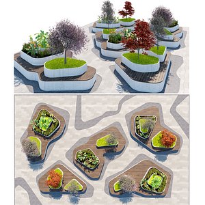 Modern Modular Urban Seating  Planter System 3D model