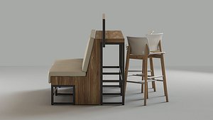 Bar Set sofa with wooden frame and cushions model