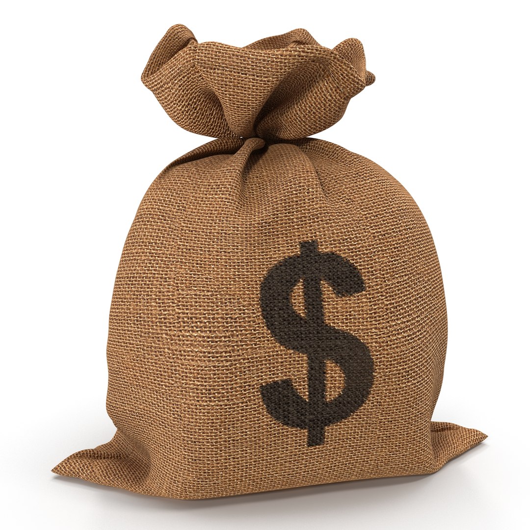 Money Bag 2 Dollar 3D Model 3D model preview