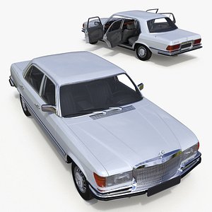3D Classic Mercedes Benz 350 SE White Rigged model