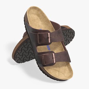 Man Soft Footbed Sandals Dark-Brown 3D