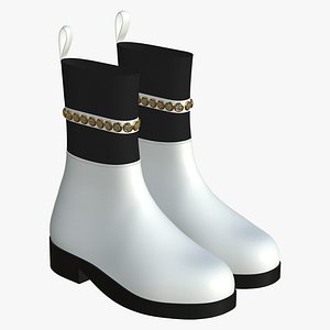 3D model Leather Boots Womens White