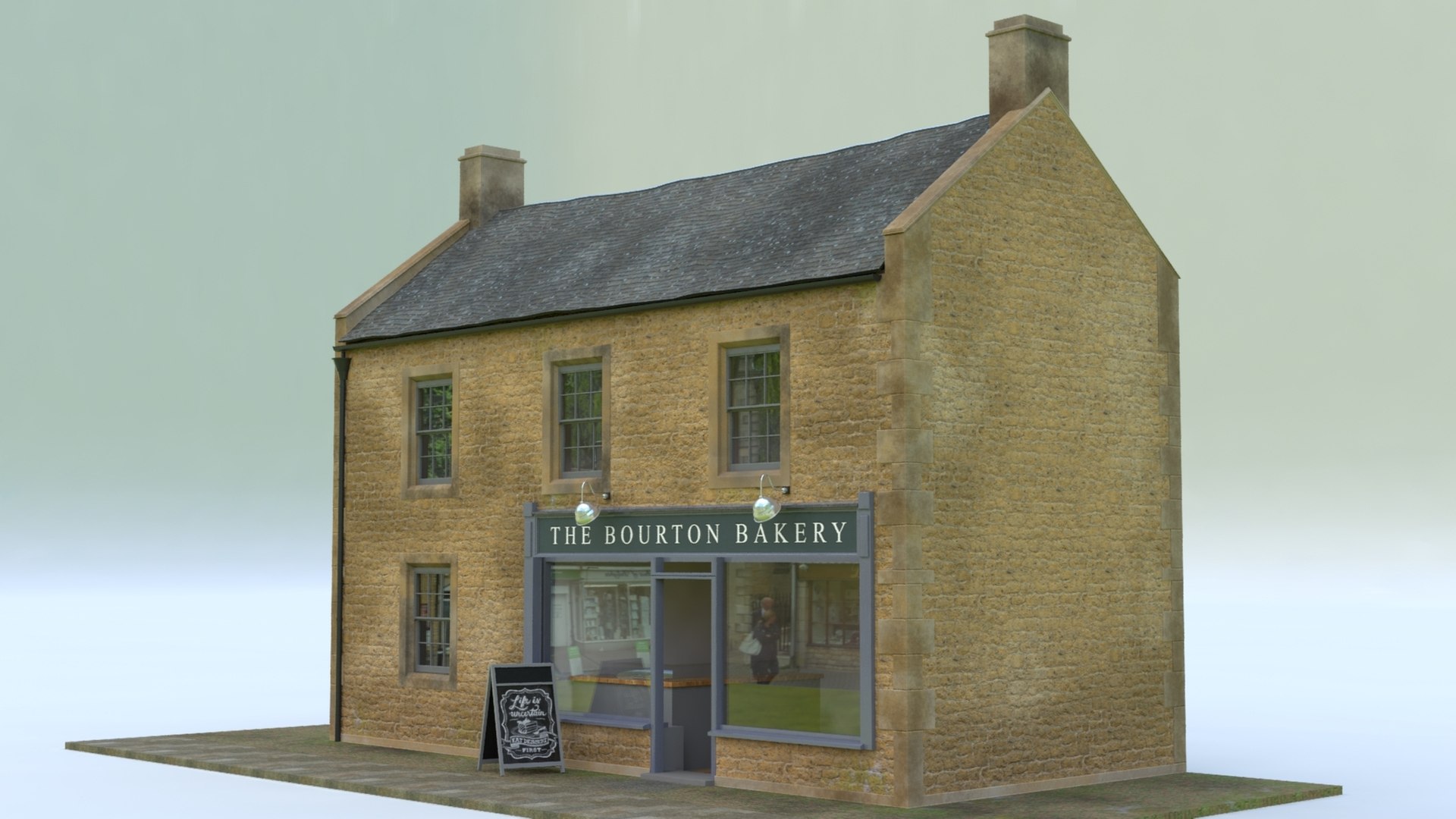 3D bakery cottage cotswold model https://p.turbosquid.com/ts-thumb/fu/JagBNY/fw/bakeryfrontthreequarters_result/jpg/1615706048/1920x1080/fit_q87/98ec4ae48e44a5e8d4bd885fddc4666de4e3e6c2/bakeryfrontthreequarters_result.jpg