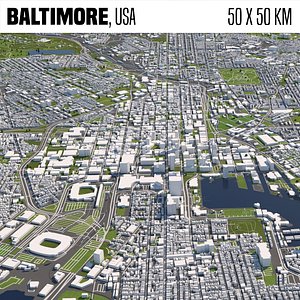 Baltimore 50x50km City Map Model