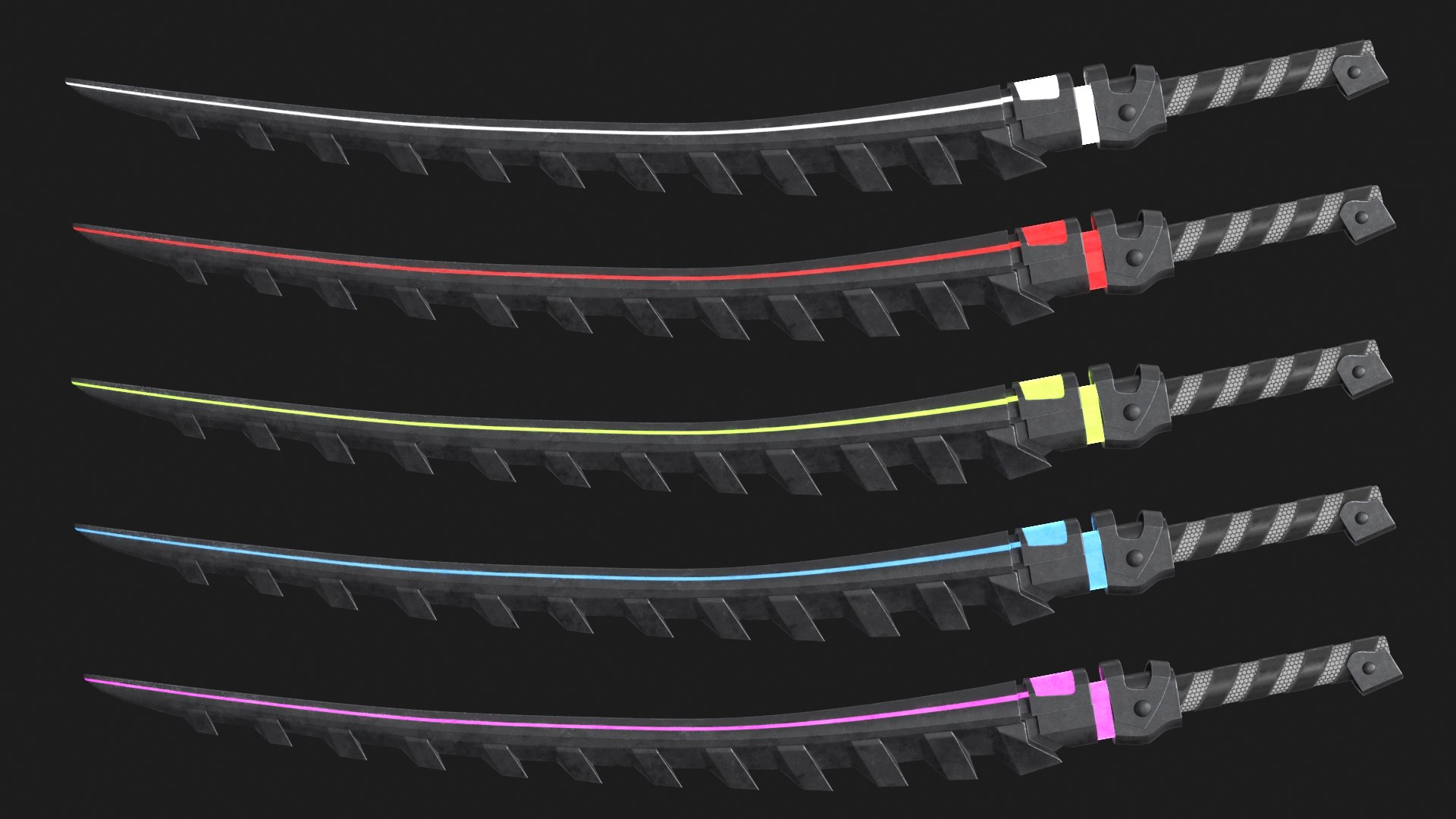 Fantasy Sci-Fi Sword Set Of 3 5 Colors For Each Model - TurboSquid 2137943