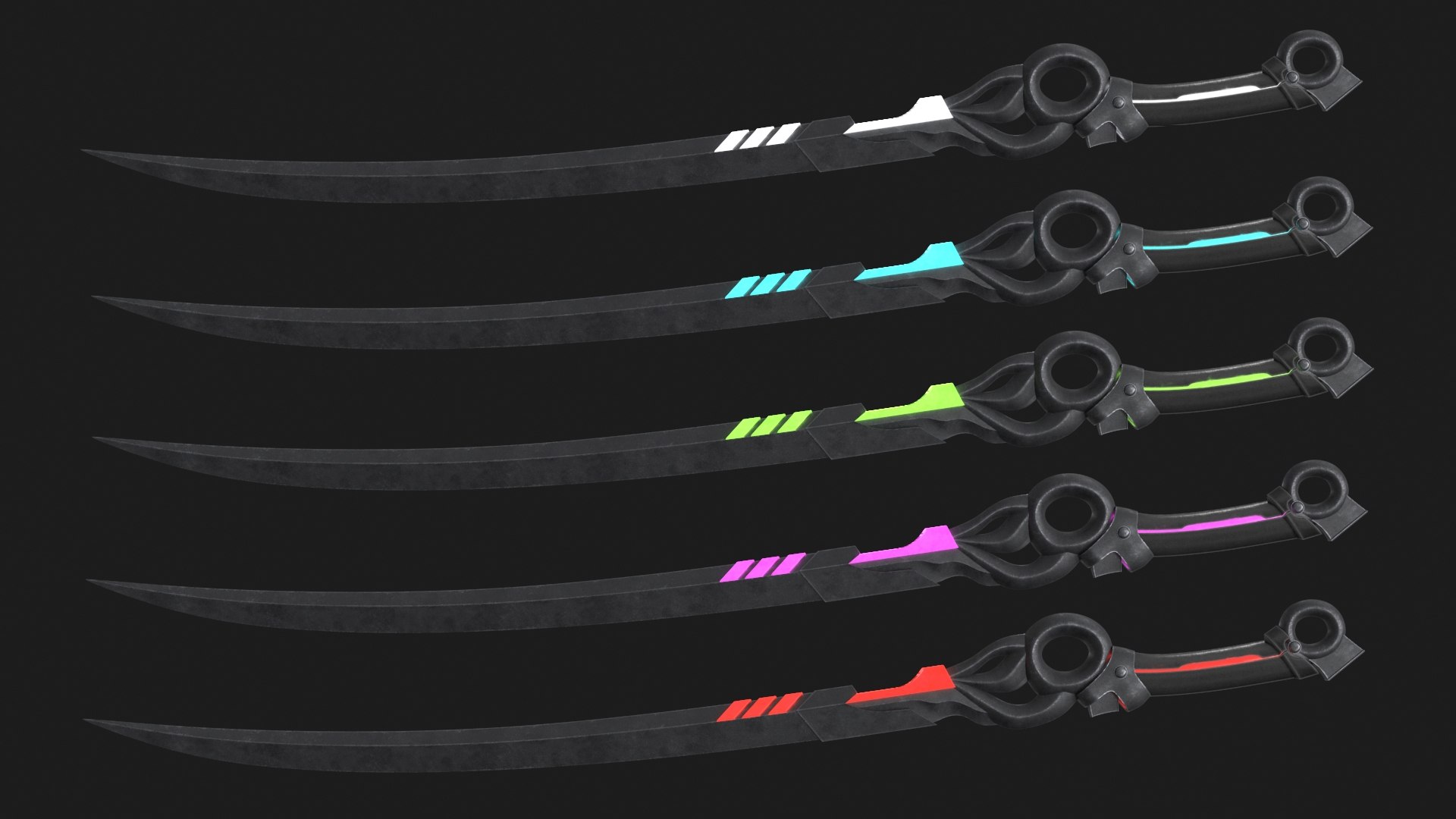 Fantasy Sci-Fi Sword Set Of 3 5 Colors For Each Model - TurboSquid 2137943