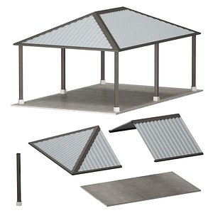 3D model Metal Canopy Gazebo Roof