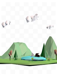 3D Low polygon fresh