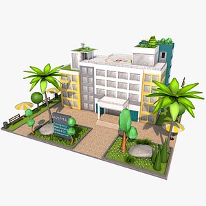 3D Low Poly Hospital 3D Model  Cartoon Style model