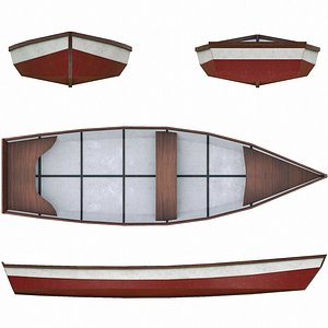 3D Painted Wooden Boat v4