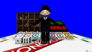 3d model monopoly mr pieces
