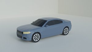 3D Low Poly Muscle car Sedan Car