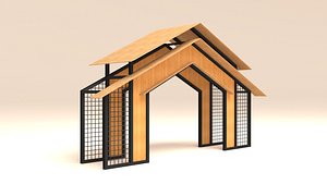 3D model gate wiremesh wood