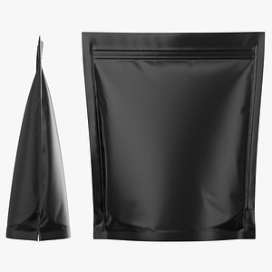 Realistic Matte Black Stand Up Pouch Mockup 08 3D model